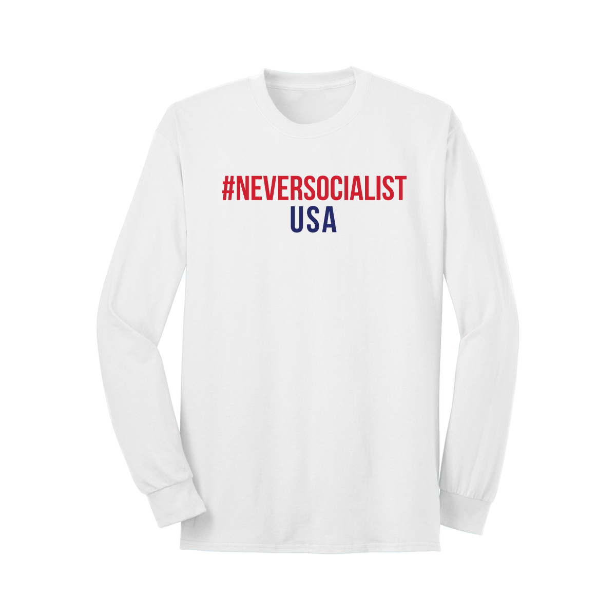 NeverSocialist USA Long Sleeve T Shirt White