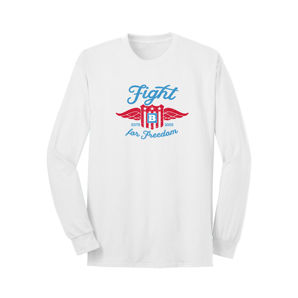 Fight For Freedom Retro Long Sleeve T-Shirt - White