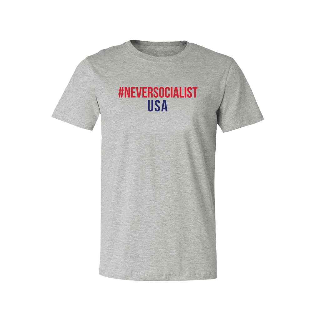 #NeverSocialist USA T-Shirt - Grey