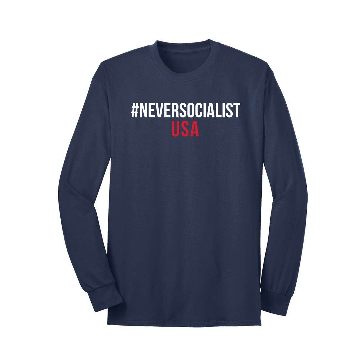 NeverSocialist USA Long Sleeve T Shirt Navy