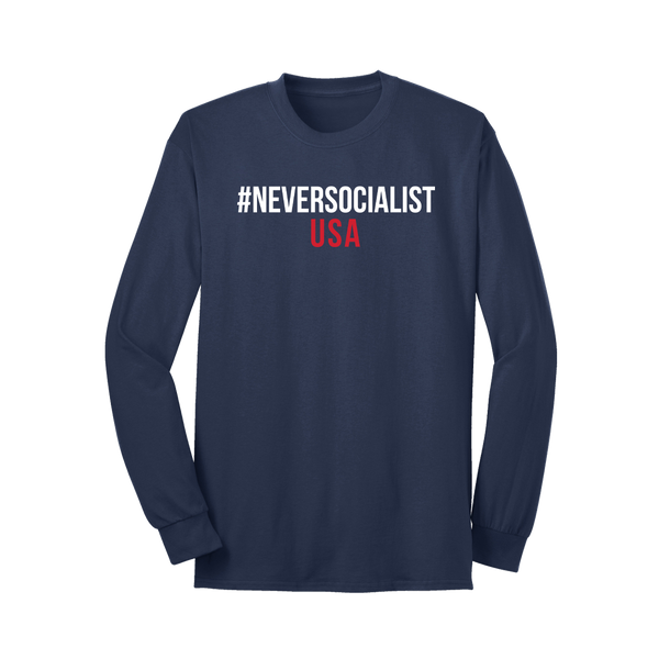NeverSocialist USA Long Sleeve T Shirt Navy