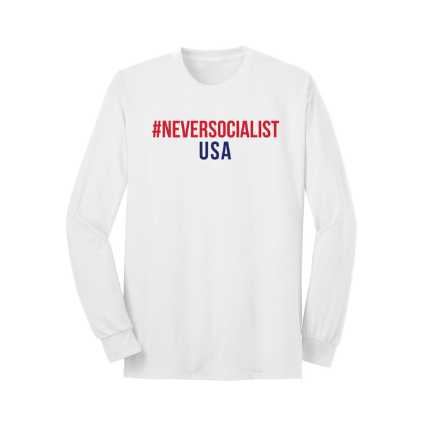 NeverSocialist USA Long Sleeve T Shirt White